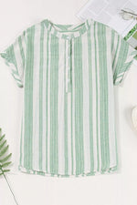 Breathable Gauze Half Button Short Sleeve Casual Blouse