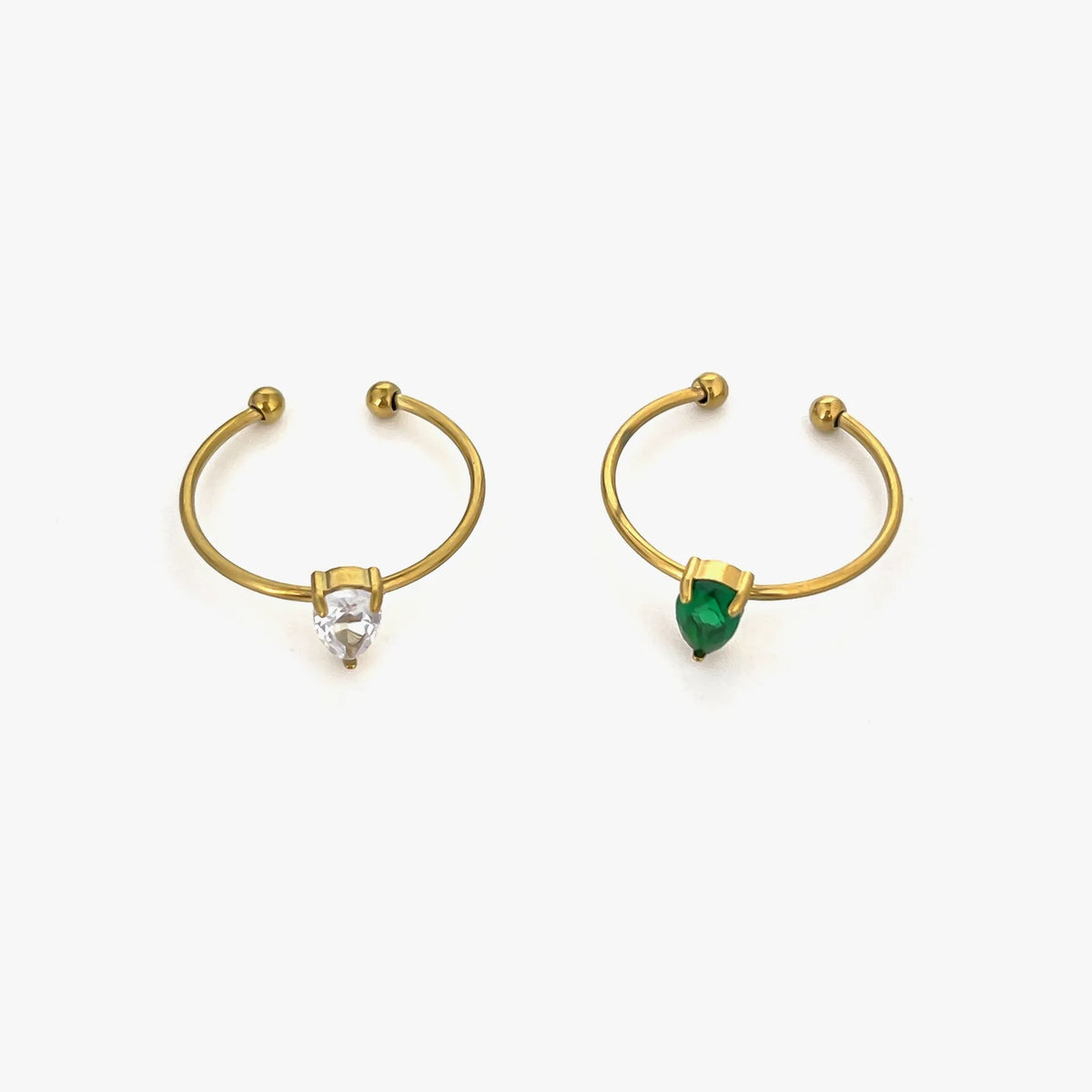 2-Piece 18K Gold-Plated Inlaid Zircon Open Ring - Ladyez