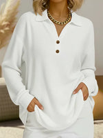 Full Size Textured Knit Decor Button Top Plus Size