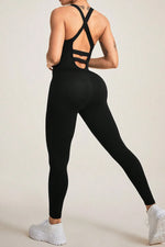 Crisscross Wide Strap Jumpsuit - Ladyez