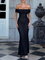 Devine Backless Lace Off-Shoulder Maxi Dress - Ladyez