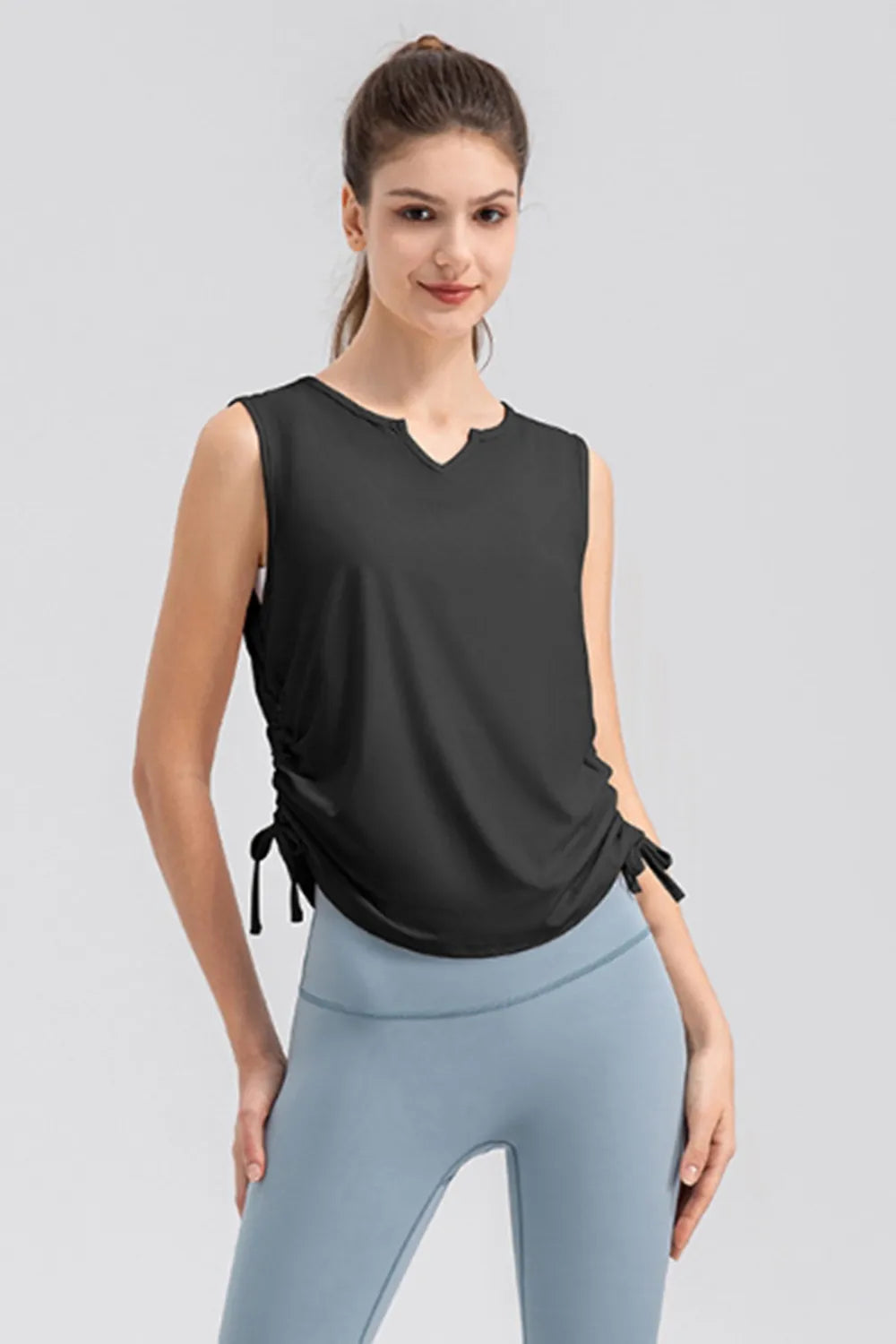 Notched Wide Strap Active Tank - Ladyez
