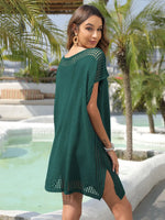 Slit Openwork V-Neck Cover-Up - Ladyez
