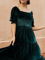Smocked Half Sleeve Tiered Midi Dress - Ladyez