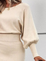 Lantern Sleeve Bodycon Sweater Dress
