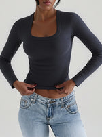 Square Neck Long Sleeve T-Shirt