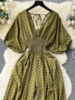 Smocked V-Neck Wide Leg Jumpsuit