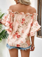 Floral Print Ruffle Off Shoulder Blouse