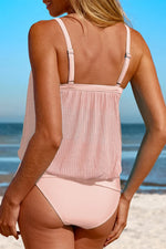 Square Neck Spaghetti Strap Tankini Set - Ladyez