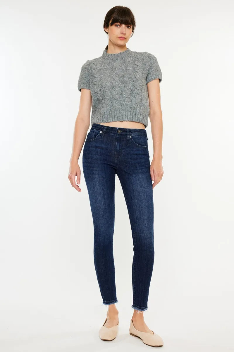 Kancan High-Rise Slim Fit Raw Hem Ankle Jeans - Ladyez