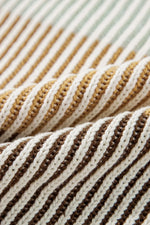 Striped Color Block Round Neck Long Sleeve Sweater