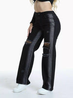 Distressed Wide-Leg Jeans