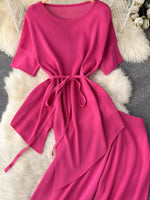 Short Sleeve Top and Wide Leg Pants Set