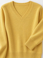 V-Neck Solid Color Sweater