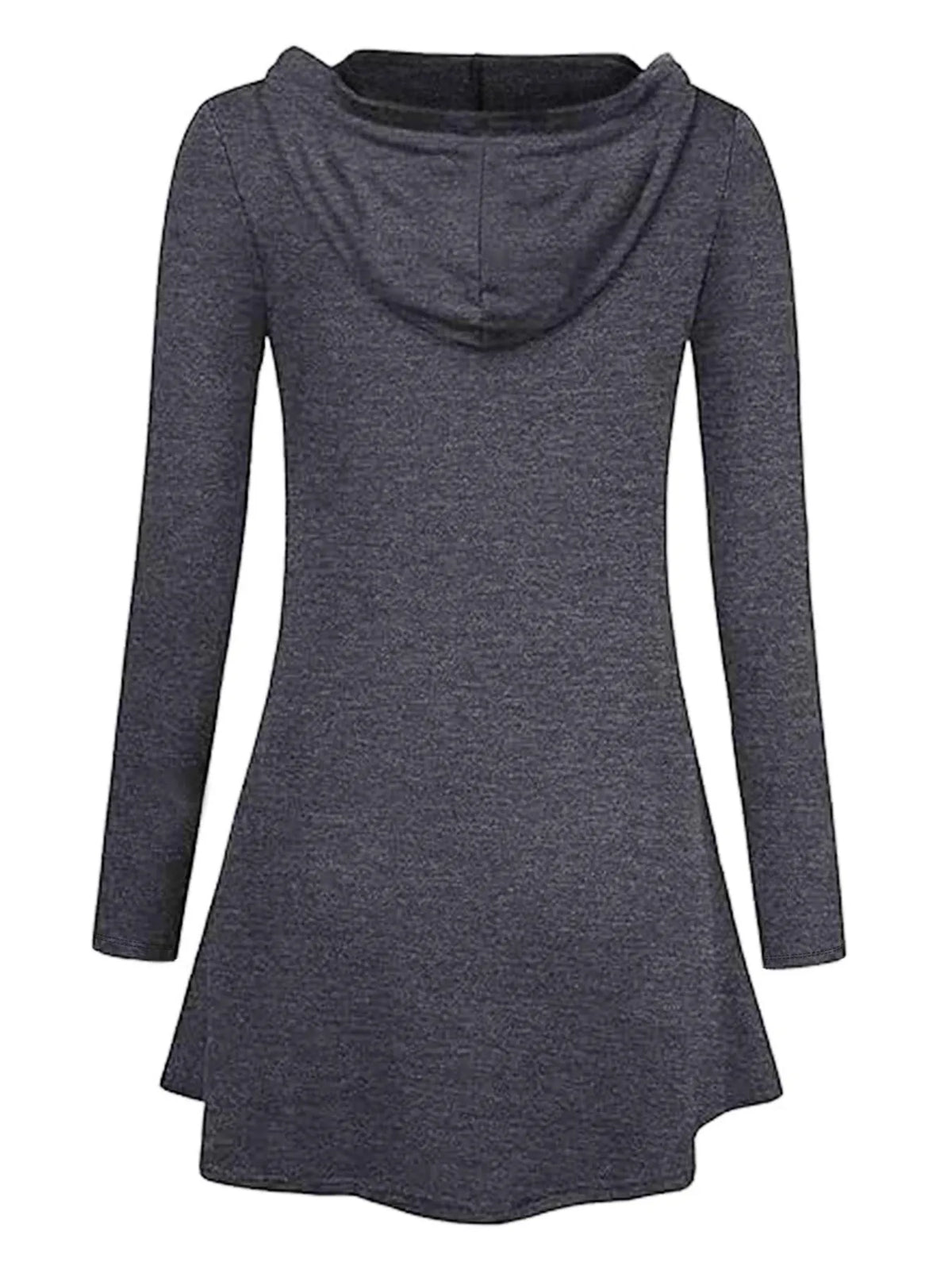 Longline Hooded Zip-Up Cardigan Coat with Flared Hem