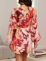 Surplice Long Sleeve Tie Waist Dress