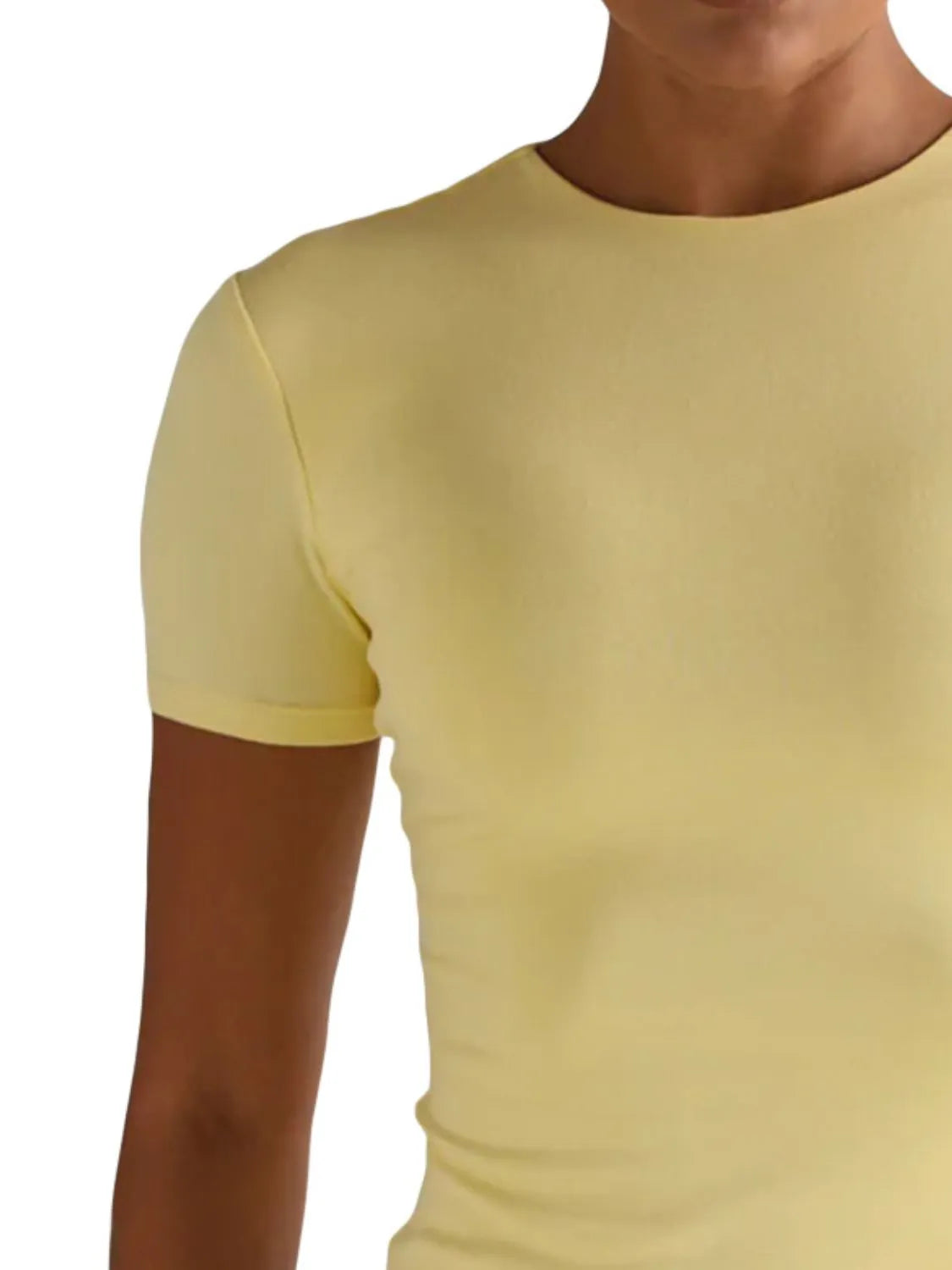 Round Neck Short Sleeve Swim Top - Ladyez