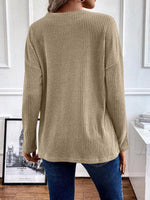 Button-Detail Dropped Shoulder Top