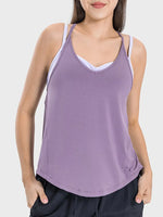 Millennia Slit Spaghetti Strap Scoop Neck Active Cami - Ladyez
