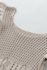 Openwork Ruffled Scoop Neck Knit Top