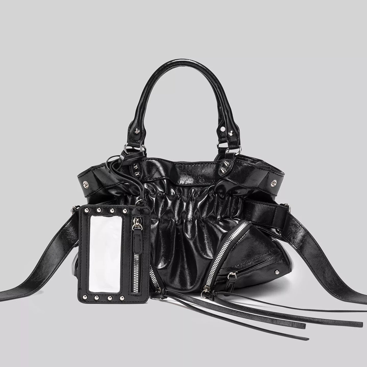 Ruched Leather Crossbody Bag