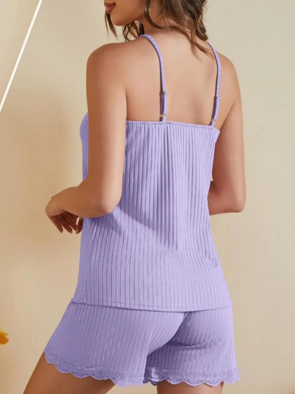 Ribbed Scoop Neck Top and Shorts Lounge Set - Ladyez