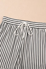 Stripe V Neck Tee and Casual Shorts Set