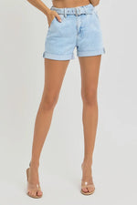 RISEN Full Size High Rise Belted Roll Up Shorts Plus Size