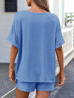 Round Neck T-Shirt and Drawstring Shorts Set