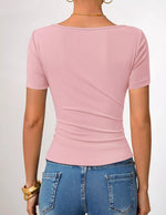 Asymmetrical Neckline Fitted T-Shirt