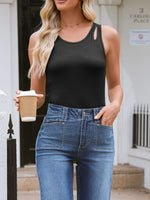 Cutout Round Neck Tank - Ladyez