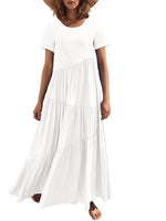 Round Neck Tiered Ruffle Maxi Dress - Ladyez