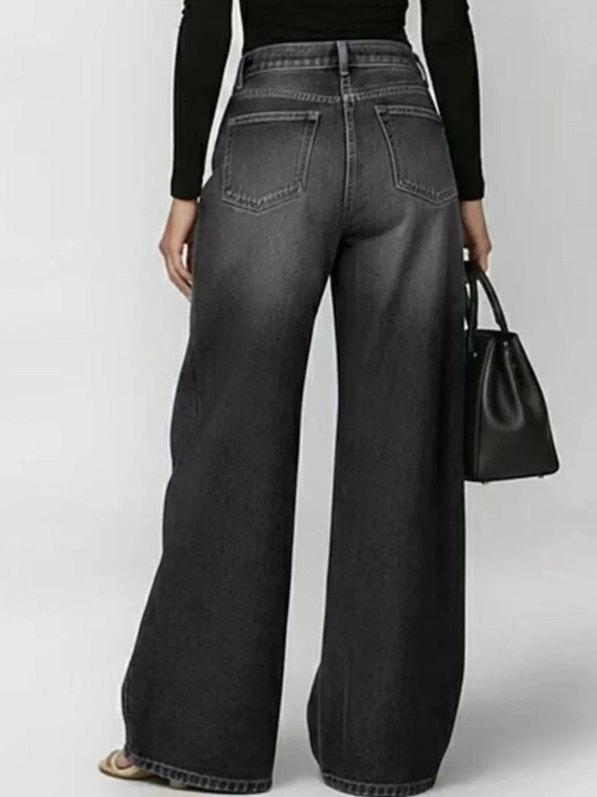 Wide Leg Jeans with Eyelet Details