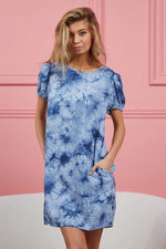 BiBi Puff Sleeve With Side Pockets Tie Dye Dress
