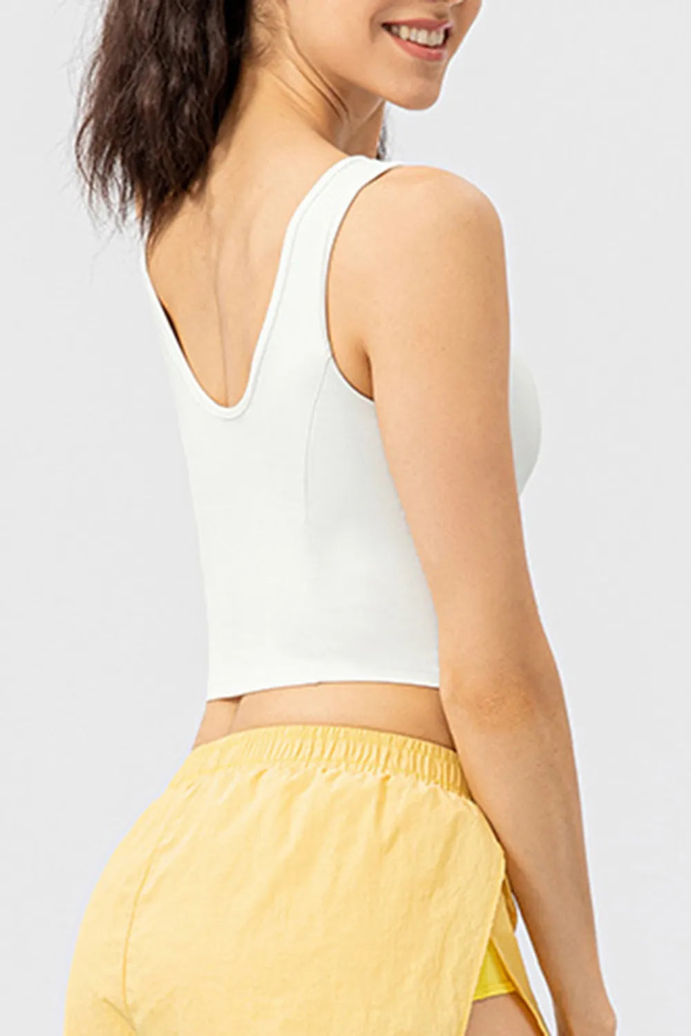 Round Neck Wide Strap Active Tank - Ladyez