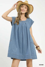 Umgee Stone Washed Denim Mini Dress
