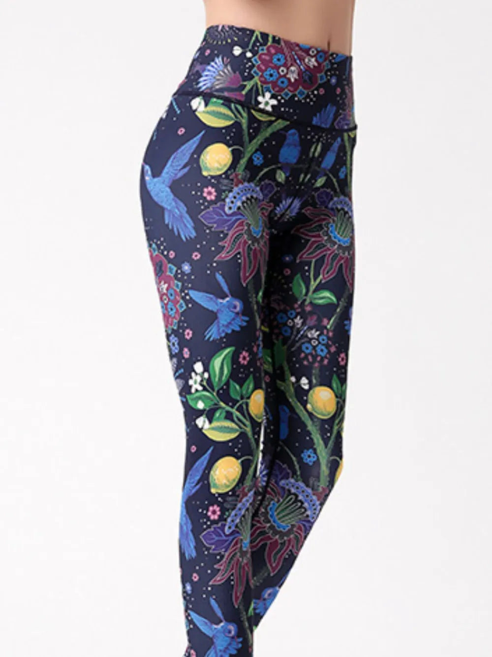 Printed High Waist Active Leggings - Ladyez