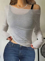 Sheer Mesh Long Sleeve T-Shirt