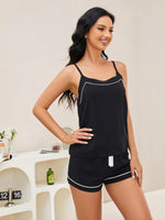Scoop Neck Spaghetti Strap Top and Shorts Lounge Set - Ladyez