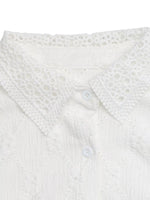 Lace Detail Ruffle Sleeve Button Up Shirt