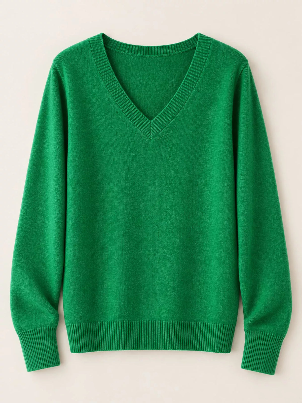 V-Neck Solid Color Sweater