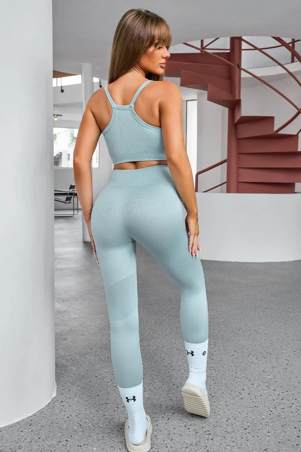 Tank Cropped Active Top and Pants Set - Ladyez