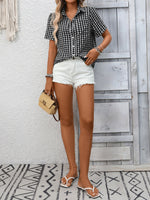 Plaid Button-Up Short Sleeve Shirt