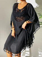 Tassel Cutout Scoop Neck Cover-Up Dress - Ladyez