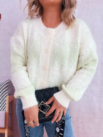 Ribbed Hem Button Up Cardigan