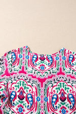 Printed Tie Neck Short Sleeve Dress