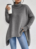 Turtleneck High-Low Hem Sweater