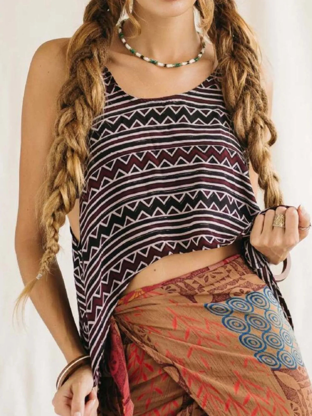 Printed Scoop Neck Tank - Ladyez
