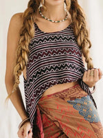 Printed Scoop Neck Tank - Ladyez