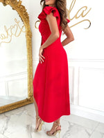 Surplice Ruffled Cap Sleeve Dress - Ladyez